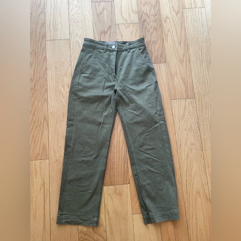 Everlane cropped straight regular green jeans